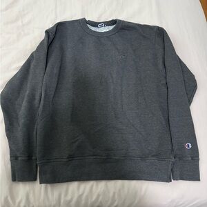 Champion Gray Crewneck Sweatshirt with Ribbed Cuffs